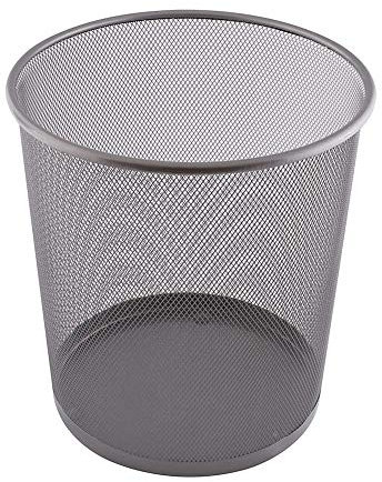 D.RECT Papierkorb Büro 12L - Abfalleimer, Papierkorb aus Drahtgeflecht Mülleimer, Papiereimer - Metall Büroeimer Mesh Runder, Silber