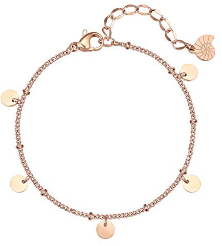 Happiness Boutique Damen Kreis Armband Rosegold Runde Plättchen Anhänger Armkette