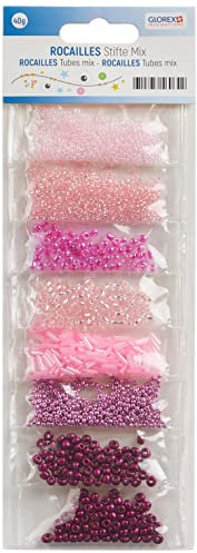 GLOREX Mix perles rocailles, Tons roses, Taille Unique 6 1630 161