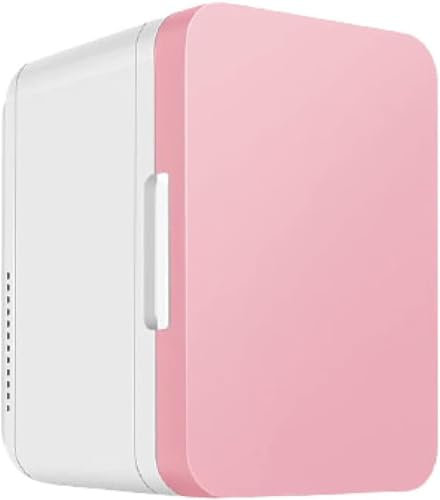 Mini refrigerador pequeño de 8 litros para coche, doble uso, ideal para dormitorio y oficina (color rosa).