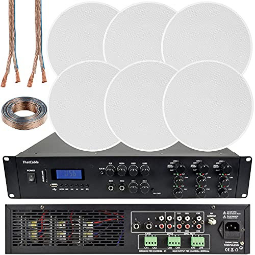 1200W Bluetooth Sound System 6x 100W Slim Ceiling Speaker 6 Zone Mixer Amplifier