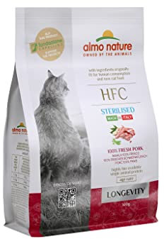 Almo Nature HFC Longevity Sterilized - Trockennahrung für Katzen mit frischem Schweinefleisch ursprünglich Lebensmittelqualität und werden jetzt für Katzennahrung verwendet