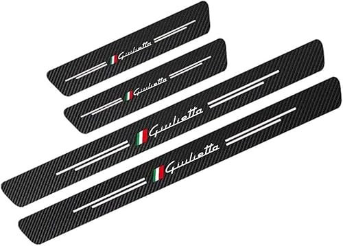 AMPTRV 4 Pezzi Piastre di Protezione della Copertura soglia battitacco Auto per Alfa Romeo Giulietta, Accessori Decorativi Lo Styling del Pedale Anti-graffio automobilistico in Fibra di Carbonio 4D