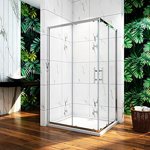 Aica Sanitär Duschkabine 110x90cm Duschabtrennung Duschtür Schiebetür 6mm Nano glas Höhe 195cm