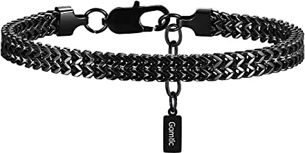 Gamtic Armband Herren Armkette Edelstahl - Armbänder Armkette Silber Schwarz Vergoldet Edelstahl Armbänder Panzerkette HerrenarmbänderGeschenke für Männer, Verstellbar 21.5cm-25cm