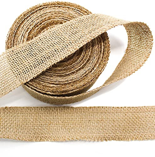 CaPiSo Juteband 4cm Jute 40mm Wickelstreifen Jutegewebe Dekojute Frostschutz Geweberolle Jutestoff Burlap Tischband Geschenkband Schleifenband Weihnachten (Natur, 25m)