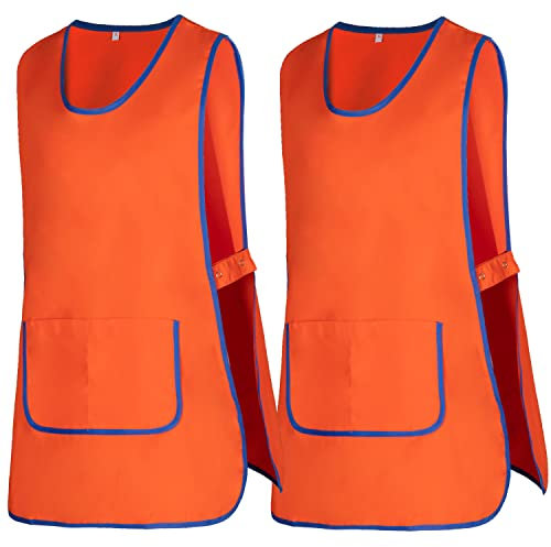 MISEMIYA - Paket 2 Einheiten - REINIGUNGSSCHÜRZE ARBEITSEINHEITLICHE KLINISCHE MEDIZINISCHE Reinigung TIERÄRZTLICHE SANITÄRE GASTFREUNDSCHA - Medium, Orange 21
