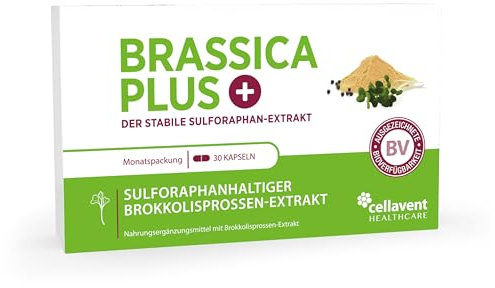 Brokkolisprossen Extrakt Kapseln | höchstdosiert | 280.000 mg Brokkoli | 99% stabilisiertes Sulforaphan | 3.600 mg Brokkolisprossen pro Kapsel | 60% besser bioverfügbar | Brassica PLUS