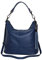AmbraModa GLX09 - Damen Handtasche Schultertasche Beutel aus Echtleder (Jeansblau)