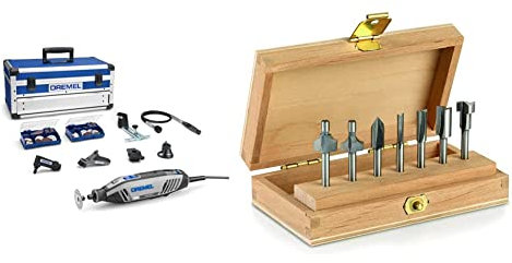 Dremel 4250 Outil Rotatif Multifonction 175W avec 6 Adaptations 128 Accessoires Vitesse Variable & Kit d'Accessoires 660 - Coffret de 7 Fraises à Défoncer pour Outil Multifonction Rotatif