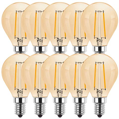 ProCrus G45 LED 2W Glühbirne,E14 Vintage 2W Edison LED Lampe,Retro Beleuchtung Filament LED,2700K Warmweiß,100LM Leuchtmittel Ersatz für 10W Glühlampe,Nicht Dimmbar,Amber LED Birne,10er Pack