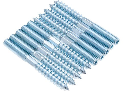 M10x100mm Torx Stockschrauben, Doppelseitige Dübelschrauben, Holzschrauben, Dübelbefestigung, Verzinkte Kopflose Verschluss mit Sechskantteil und T25, Metrischer Bolzen und Holzschraube (10 Stück)