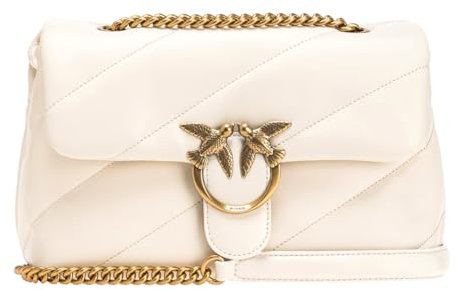 Pinko Love Classic Puff CL Sheep Nap, Borsa Donna, Z14Q_Bianco Seta-Antique Gold, U