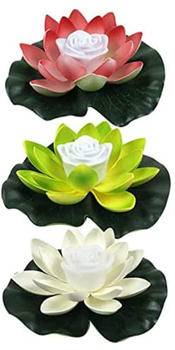 Yeehliny 18cm Lotus Laterne, Wasserdichte LED Garten Pool Licht, Schwimmende Laterne, Künstliche Lotusblüten Seerosen Licht Wasserlaterne für Garten Teich Terrasse (3 Stück/K)