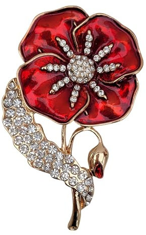 GFM® Brch-PPY-0019 Brosche mit Mohnblumen-Motiv, S, Metall