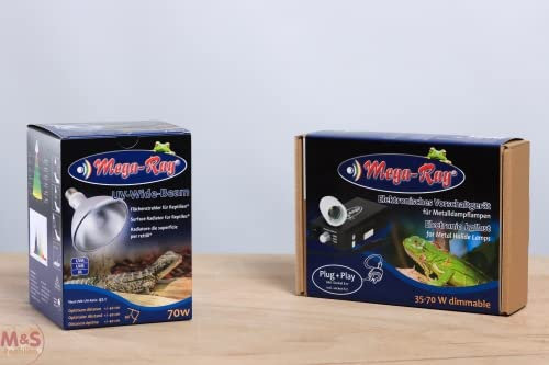 M&S Reptilien Mega Ray 70 Watt Set (Lampe + E 27 Fassung + Vorschaltgerät)