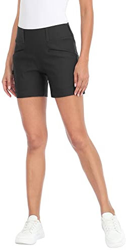 LRD Womens Golf Shorts 5 Inch Inseam Quick Dry Elastic Hiking Short with Pockets, Charcoal, L