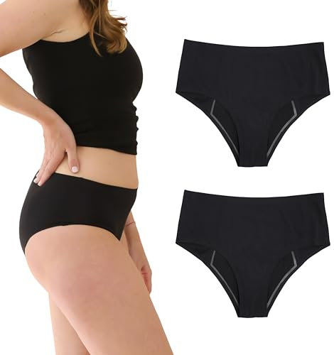 dais Periodenunterwäsche - High Waist - Für die Nacht 2er Set (Highwaist | XL) • Waschbar & wiederverwendbar • Saugstarker Damen Slip mit Bio-Baumwolle