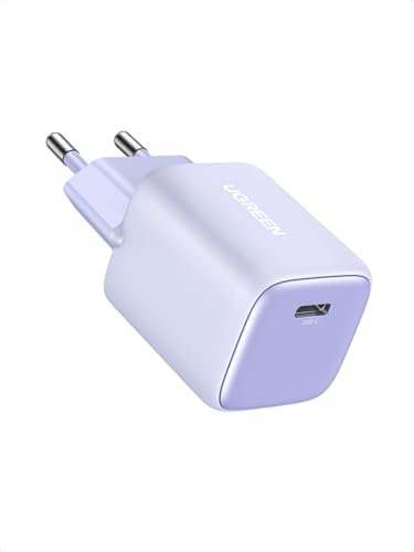 UGREEN Nexode Mini 30W Cargador USB C GAN para Google Pixel 7 Pro Pixel 6A, dji Mini 3 Pro, Enchufe Compatible iPhone 16 Plus Pro Max/15/14/13/12, iPad Pro/Air/Mini, Galaxy S23/S22/S21 Púrpura