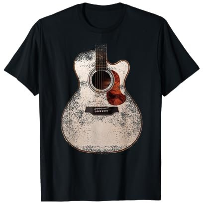 Rock and Roll Musik & Festival I Damen & Herren Western Akustik Gitarre I Akustische Gitarre T-Shirt, Unisex Erwachsene, Schwarz, S, Kurzarm