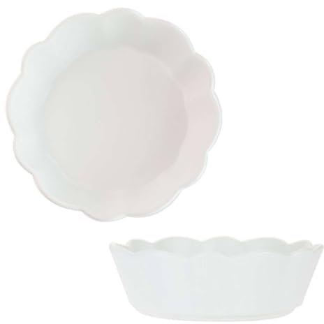 TYMYYS Plato Pequeño Para Hornear, Conjunto De 2, Cacerola De Cerámica Colorida Redonda, Plato De Cerámica Pequeño Para Horno Apto Para Horno.-blanco-15x15x5cm, 400ml
