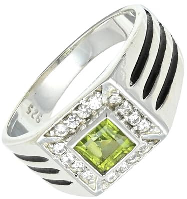 SILVERNROCK Peridot Edelstein-Bandring für Herren und Damen alle Größen Geschenkartikel 925 Sterlingsilber-Ring handgefertigter Schmuck ERG-1165A_63 (20.1)