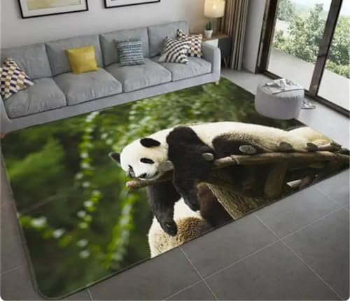 KIESEY Panda Print Bambus Teppich Wohnzimmer Schlafzimmer Türmatte Küche Eingang Dekoration rutschfeste Fußmatte 200x300cm