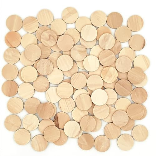 Naturholzscheiben, blanko, runde Holzscheiben, unlackiert, Holzkreise, blanko, Holzornamente für Heimwerker, Handwerk (2,5 cm), 100 Stück