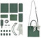 POPSEWING Top-Grain-Leder-Mini-Tragetasche, DIY-Set, DIY-Crossbody-Schultertaschen-Set mit Nähset für Frauen, Mädchen, DIY-Ledertaschen-Set für personalisiertes Geschenk (grün)