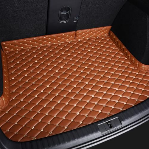 DoUiabc Tapis de Coffre de Voiture pour Ferrari GTO Mondial, Modèles Personnalisés Tapis de Sol en Cuir Housse de Tapis Four Seasons, Accessoires de Voiture, Car Boot Mats,6-Light Brown