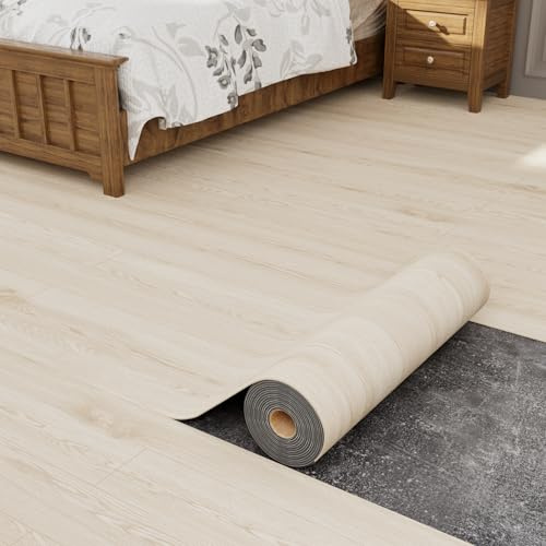 Oxdigi Lot de 2 rouleaux de revêtement de sol en vinyle autocollant imperméable et résistant à l'usure pour n'importe quelle pièce, revêtement de sol facile à faire soi-même, bois clair - 58,4 x 998,2