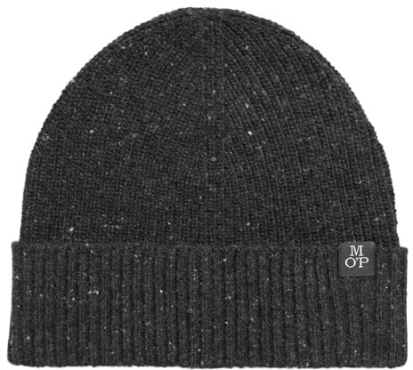 Marc O'Polo Herren Strickmütze aus Woll-Mix Beanie, Grau (Dark Grey Melange), One Size