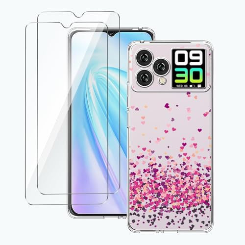 LYZXMY Cover per Cubot Hafury V1(6.58) TrasparenteCustodia + 2 Pezzi Pellicola Protettiva in Vetro Temperato, Ultra Sottile in Silicone Protettivo Bumper TPU Morbido Gel Case-WM85