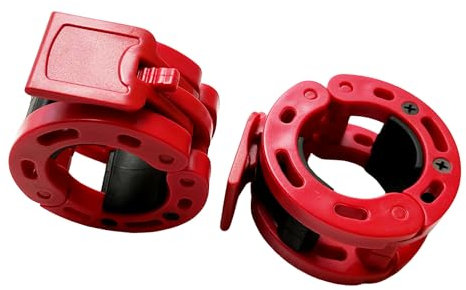 Rivotrance Clamps for 2 Inch Olympic Barbell, Locking Weight Clips, Locking Weight Clips, Lockdown Weight Clamps for Weightlifting Fitness Training (Red)