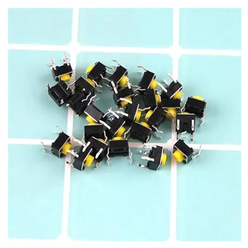 50PCS 6 * 6 * 5mm touch switch 4 foot button 6x6x5 miniature electromagnetic oven accessories panel key switch(Yellow)