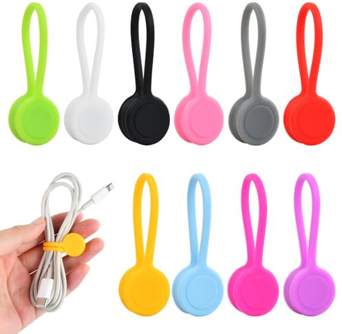 10 Pièces Cable Management Silicone, Attaches De CâBle MagnéTiques, RéUtilisables Serre CâBle MagnéTique Pour Convient à La Maison Et Au Bureau Pour éViter Les EnchevêTrements De Cordons