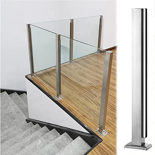 Geländerpfosten-Set aus Glas, silberfarben, für gewerbliche Sicherheit, Handlauf, Treppen, Balkon, Deck, Baluster-System, rostfreier Endpfosten (H 75 cm)