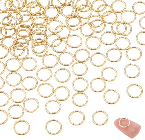 PH PandaHall 100 Stück 24 Karat Vergoldete Biegeringe 10mm Offene Biegeringe Messing O Ringe Goldener Verbindungsring Metallringe Verbindungsstücke Für Die DIY Schmuckherstellung