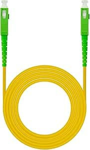 Cavo Fibra ottica, Compatibile con TIM Fibra, Vodafone+Fastweb Fibra, Wind Fibra, Iliad Fibra e Tre Fibra - SC/APC a SC/APC, Connettori Verdi, Cavo Giallo, Modalità Singola, per Rete Internet (1 MT)