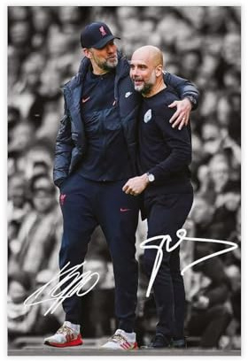 GJHTQLP Jürgen Klopp, Pep Guardiola Poster auf Leinwand, Schlafzimmer-Dekor, 30 x 45 cm