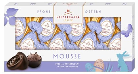 Niederegger | Pralinen Eier | Mousse au Chocolat | 1x 100g | Eier mit Mousse au Chocolat-Füllung, umhüllt von Zartbitter-Schokolade | Ostereier | Ostergeschenk