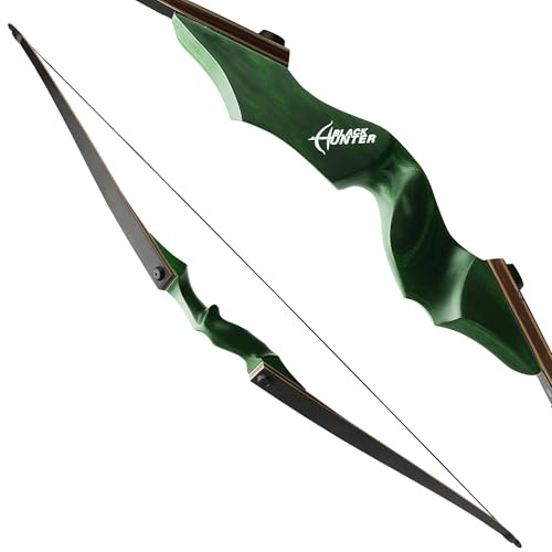 surwolf 60 Zoll Bogenschießen Jagdbogen Recurvebogen 20-60 lbs Takedown Recurve Bogen Adult Sports Bow Langbogen Bogen und Pfeil Set für Rechtshänder(Grün-LH,60lbs)