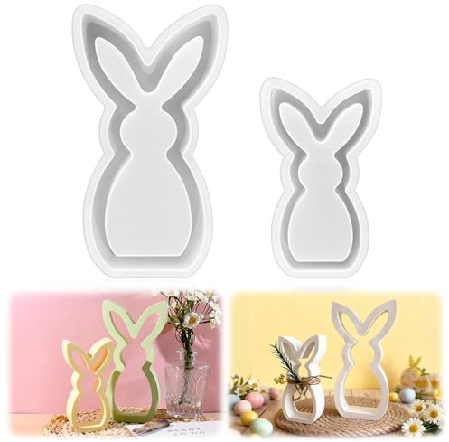 Obidodi 2 Stück Silikonformen Gießformen Ostern, Osterhase Silikonform, 3D Ostern Gießform Hase Giess formen Silikon Frühling, Silikonform Ostern Hase for Gips und Kerzen