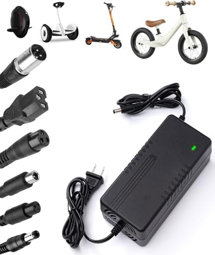 Ladegerät für E-Scooter Universell(6 Stecker) – 42V 2A Schnellladegerät für Xiaomi M365/3/1S, Ninebot Segway, UrbanGlide & Wispeed – Netzteil für 36V Akku Elektroroller, Elektrofahrrad & Hoverboard