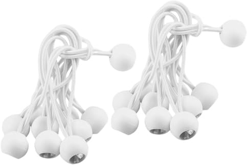 Ciieeo Lot de 50 Cordons Élastiques Blancs Boules en Latex Légers et Portables pour Fixation de Bâche Résistante en Extérieur et Activités de Plein Air