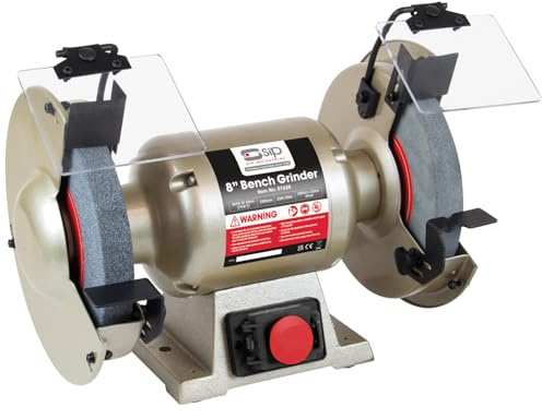 SIP Electric Bench Grinder 8 230V 550W 2980RPM 200mm x 25mm Wheel, Coarse and Fine Grit Grinding Wheels with a Wire Wheel Included