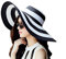 Chapeau de plage pour femme - Chapeau de paille à rayures noires et blanches - Chapeau de plage pliable à large bord