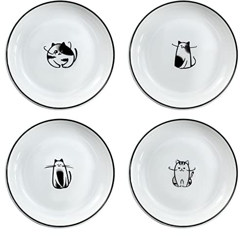 SOCOSY Cute Cartoon Dog Ceramic Seasoning Dishes Sauce Dish Sushi Dipping Bowl Appetizer Plates Tea Bag Holder Serving Dish for Kitchen 5'' (Cat)