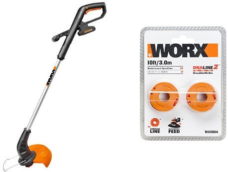 WORX WG157E Cordless Grass Trimmer/Edger with 20V 2.0Ah Powershare Battery and 2x 10ft replacement spools