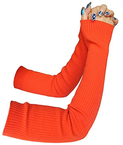Share Maison Armstulpen für Damen, Wollstrick, Kaschmir, lange fingerlose Armstulpen, 50 cm, Winterhandschuhe, 12-orange, Medium